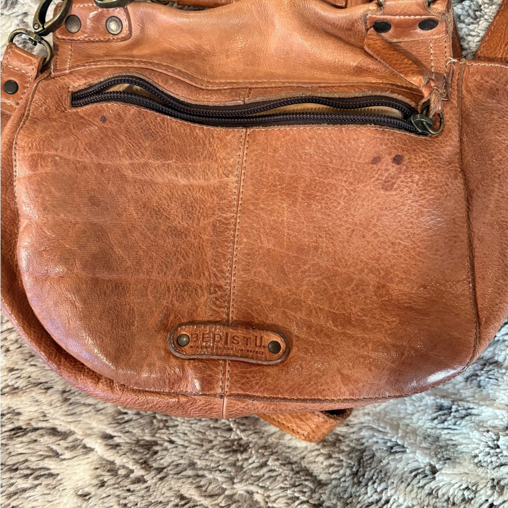 Bed Stu Leather Crossbody Satchel in Cognac Brown - Distressed Casual Style - Picture 5 of 8